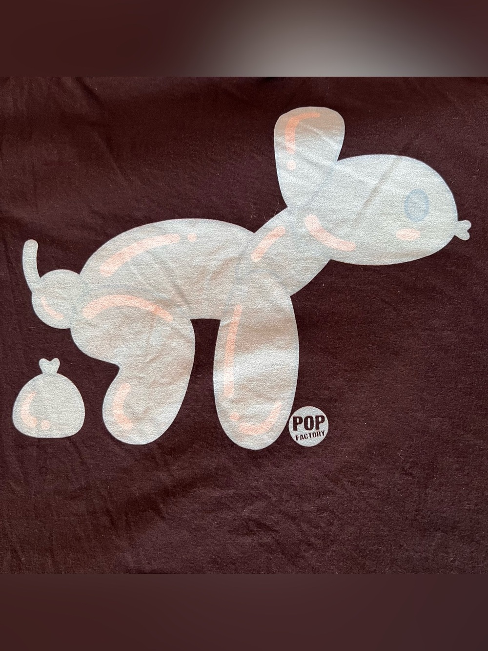 Black Tee with Metallic Balloon Dog Funny Graphic - Picture 3 of 4